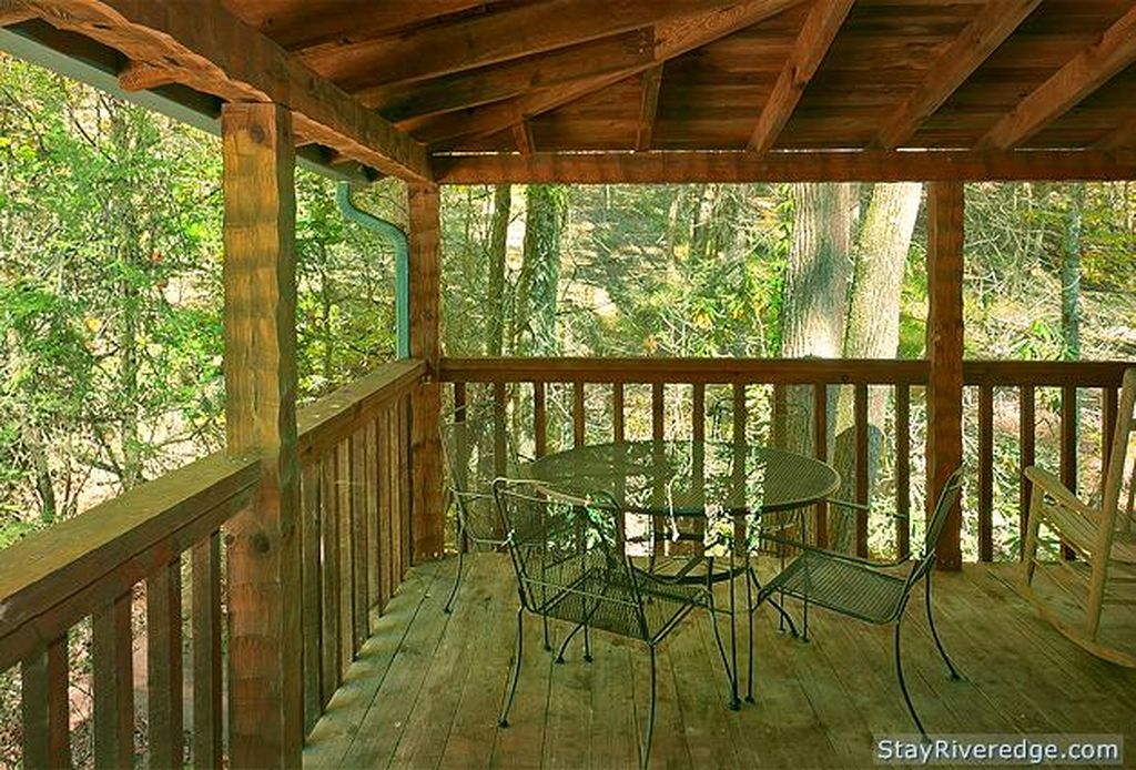 Deck with table at Peaceful Brook